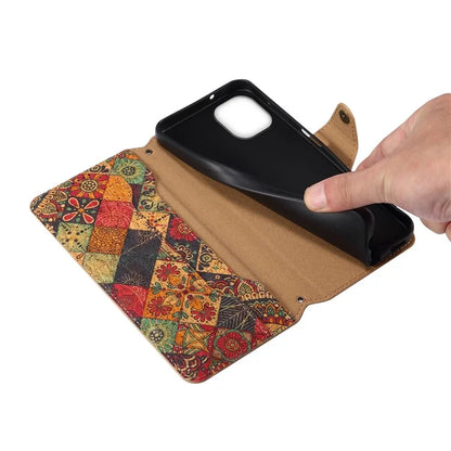For iPhone 15 Plus Case Flower Printing PU Leather Wallet Card Slots Phone Cover