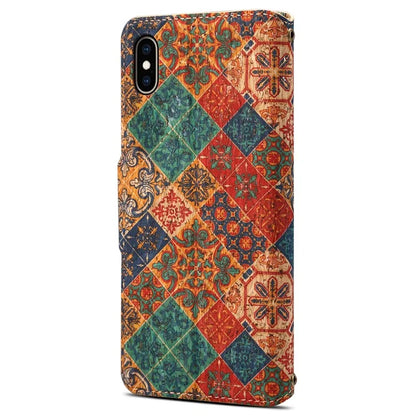 For iPhone XS Max Case Flower Printing Wallet Protective Phone Leather Cover
