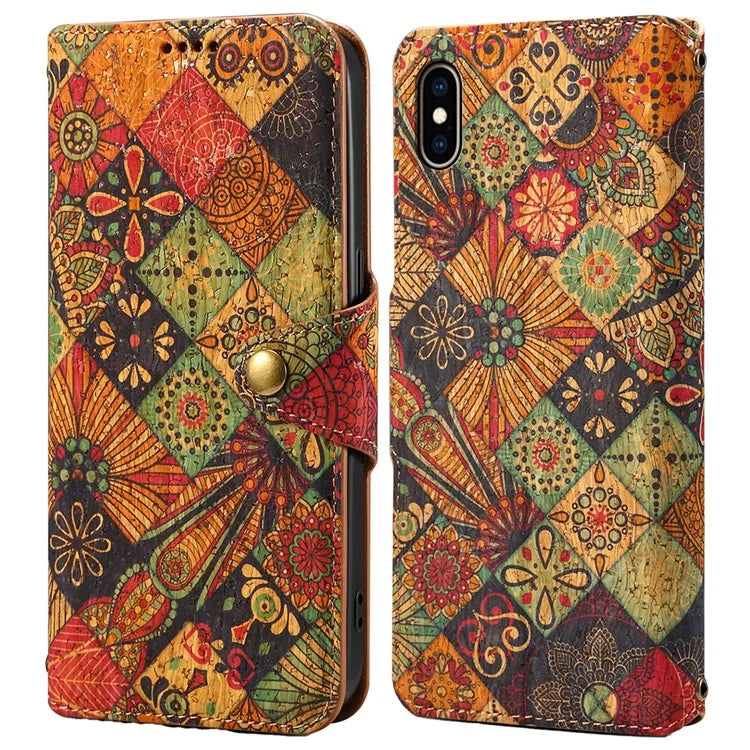 For iPhone XS Max Case Flower Printing Wallet Protective Phone Leather Cover