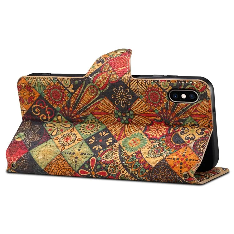 For iPhone XS Max Case Flower Printing Wallet Protective Phone Leather Cover
