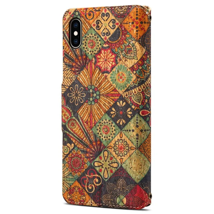 For iPhone XS Max Case Flower Printing Wallet Protective Phone Leather Cover
