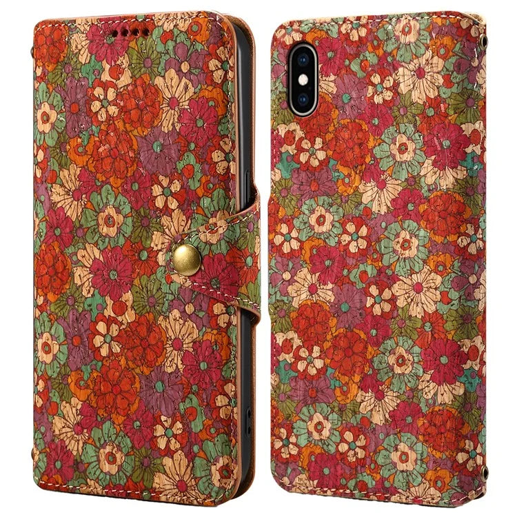 For iPhone XS Max Case Flower Printing Wallet Protective Phone Leather Cover
