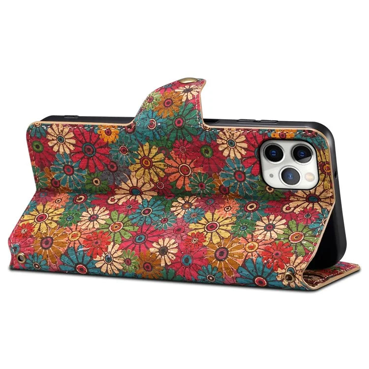 For iPhone 11 Pro Max Floral Phone Case PU Leather Wallet Full Protection Cover