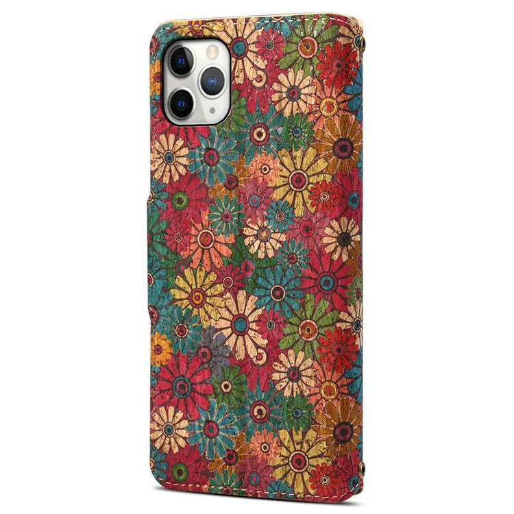 For iPhone 11 Pro Max Floral Phone Case PU Leather Wallet Full Protection Cover