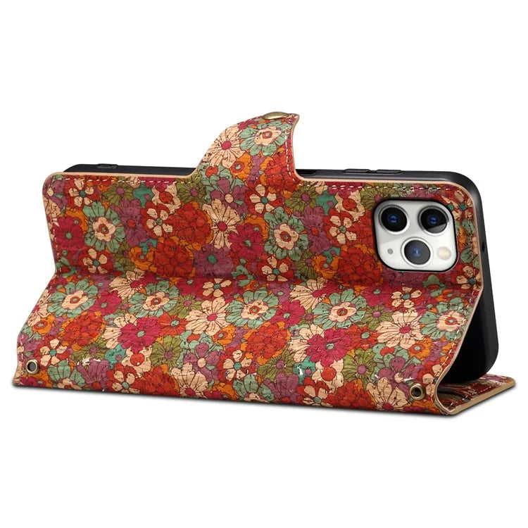 For iPhone 11 Pro Max Floral Phone Case PU Leather Wallet Full Protection Cover