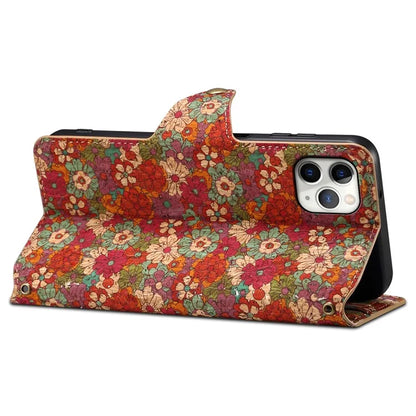 For iPhone 11 Pro Max Floral Phone Case PU Leather Wallet Full Protection Cover