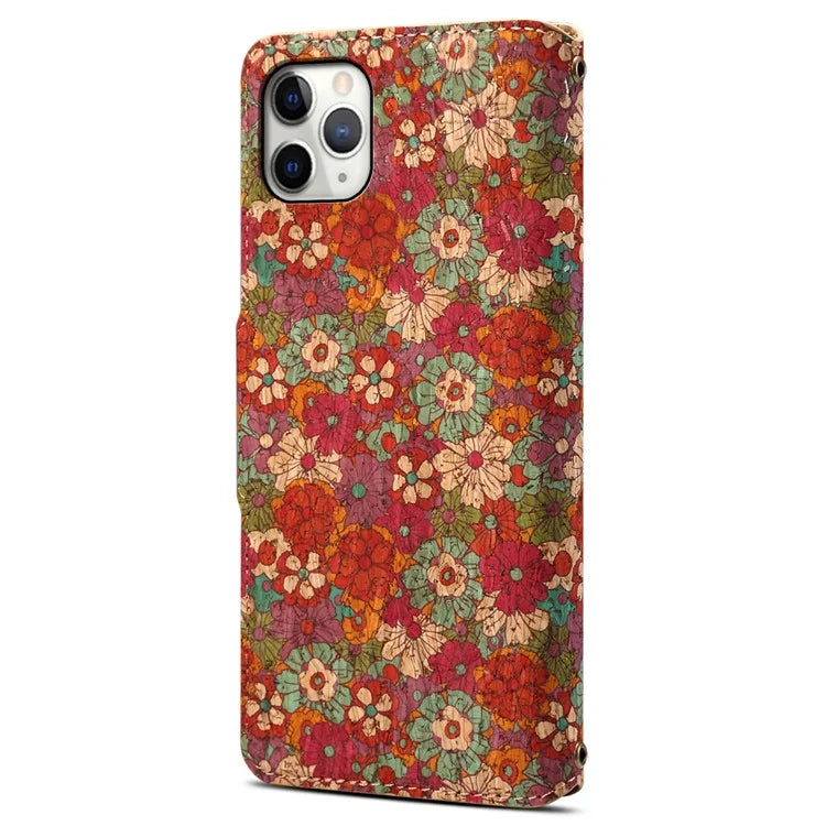 For iPhone 11 Pro Max Floral Phone Case PU Leather Wallet Full Protection Cover