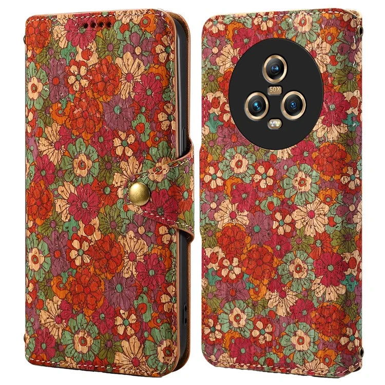 For Honor Magic5 Case Flower Leather Phone Cover with Wallet Card Slots