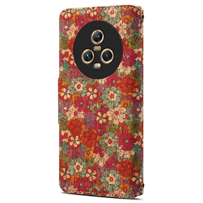 For Honor Magic5 Case Flower Leather Phone Cover with Wallet Card Slots