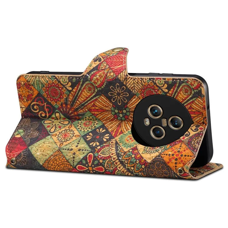For Honor Magic5 Case Flower Leather Phone Cover with Wallet Card Slots