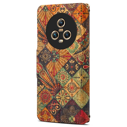 For Honor Magic5 Case Flower Leather Phone Cover with Wallet Card Slots