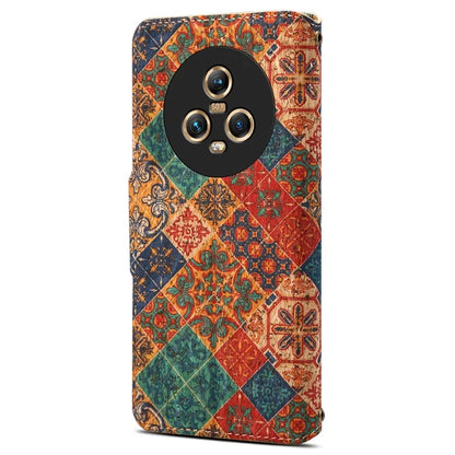For Honor Magic5 Case Flower Leather Phone Cover with Wallet Card Slots
