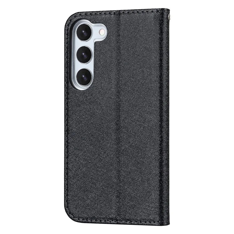 For Samsung Galaxy S23+ Case PU Leather Silk Texture Magnetic Flip Phone Cover