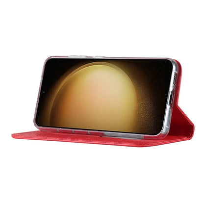 For Samsung Galaxy S23+ Case PU Leather Silk Texture Magnetic Flip Phone Cover