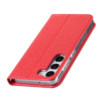 For Samsung Galaxy S23+ Case PU Leather Silk Texture Magnetic Flip Phone Cover