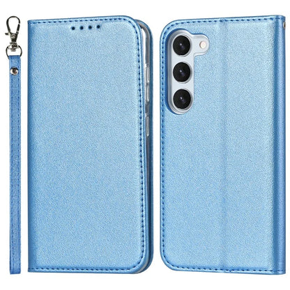 For Samsung Galaxy S23+ Case PU Leather Silk Texture Magnetic Flip Phone Cover