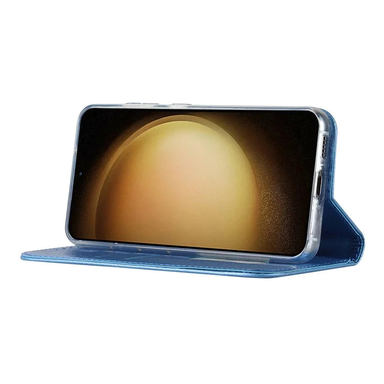For Samsung Galaxy S23+ Case PU Leather Silk Texture Magnetic Flip Phone Cover