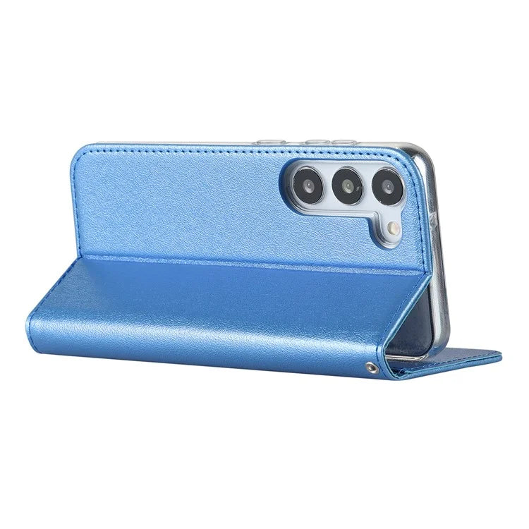 For Samsung Galaxy S23+ Case PU Leather Silk Texture Magnetic Flip Phone Cover