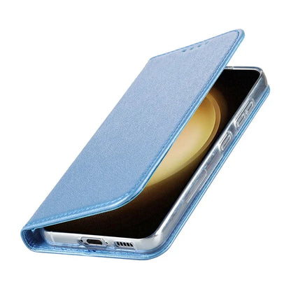 For Samsung Galaxy S23+ Case PU Leather Silk Texture Magnetic Flip Phone Cover