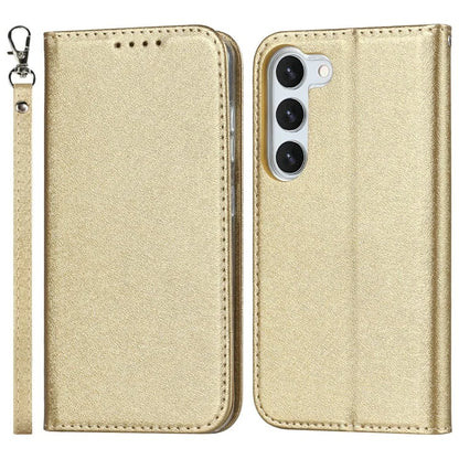 For Samsung Galaxy S23+ Case PU Leather Silk Texture Magnetic Flip Phone Cover