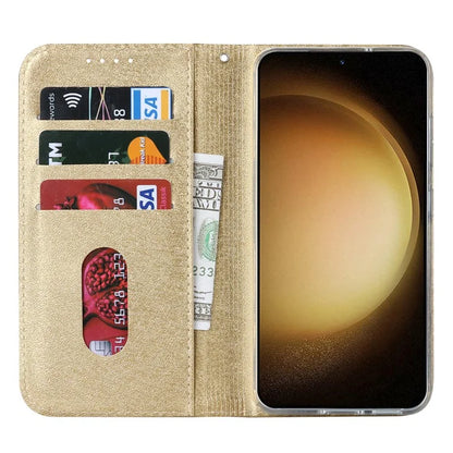 For Samsung Galaxy S23+ Case PU Leather Silk Texture Magnetic Flip Phone Cover
