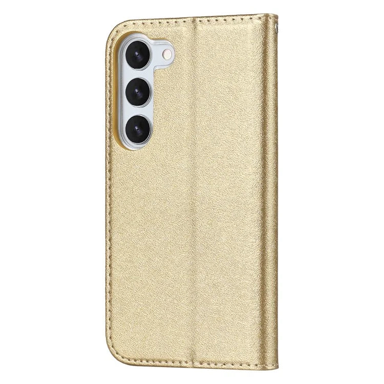 For Samsung Galaxy S23+ Case PU Leather Silk Texture Magnetic Flip Phone Cover