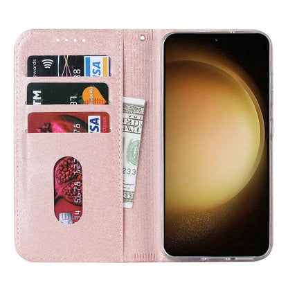 For Samsung Galaxy S23+ Case PU Leather Silk Texture Magnetic Flip Phone Cover
