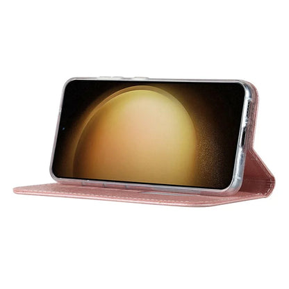 For Samsung Galaxy S23+ Case PU Leather Silk Texture Magnetic Flip Phone Cover
