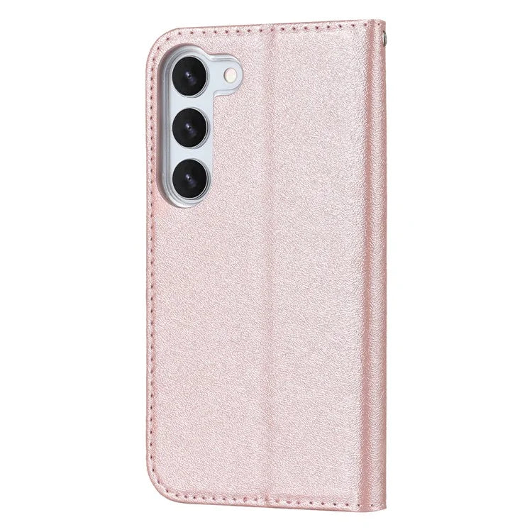 For Samsung Galaxy S23+ Case PU Leather Silk Texture Magnetic Flip Phone Cover