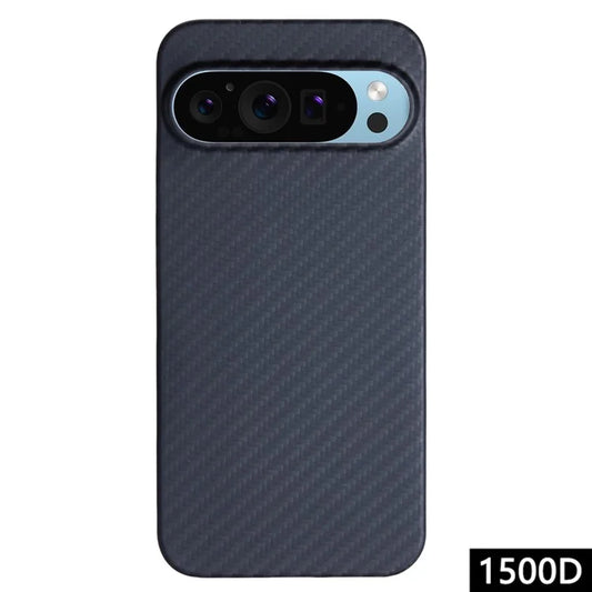 For Google Pixel 9 Pro Cases 1500D Coarse Texture Aramid Fiber Black Phone Cover with Big Lens Cutout