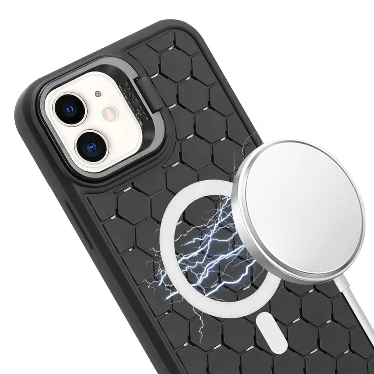 For iPhone 12 / 12 Pro Case Camera Kickstand TPU Cooling Magnetic Phone Cover