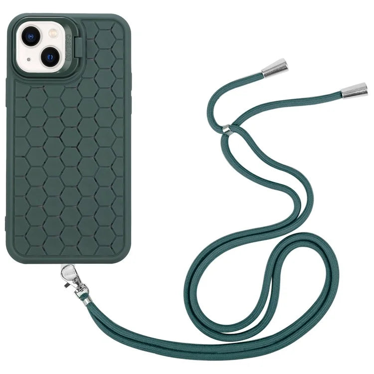 For iPhone 13 Kickstand Cover Soft TPU Cooling Magnetic Phone Case with Lanyard