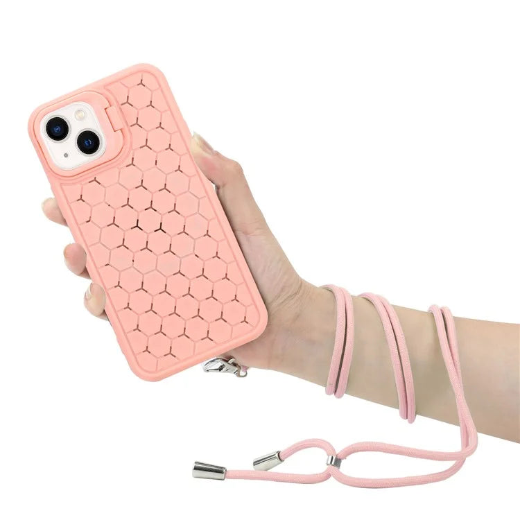 For iPhone 13 Kickstand Cover Soft TPU Cooling Magnetic Phone Case with Lanyard