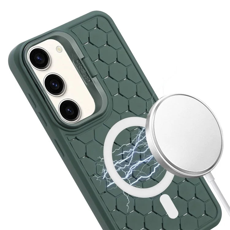 For Samsung Galaxy S23 Magnetic Case Heat Dissipation TPU Crossbody Phone Cover with Kickstand