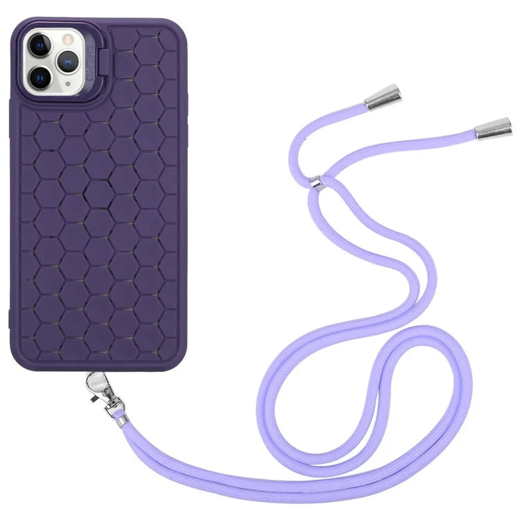 For iPhone 14 Pro Max Magnetic Case Soft TPU Kickstand Back Cover with Lanyard