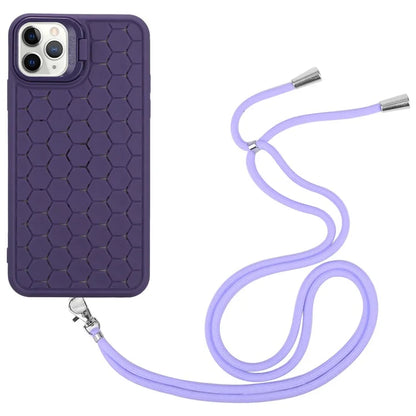 For iPhone 14 Pro Max Magnetic Case Soft TPU Kickstand Back Cover with Lanyard