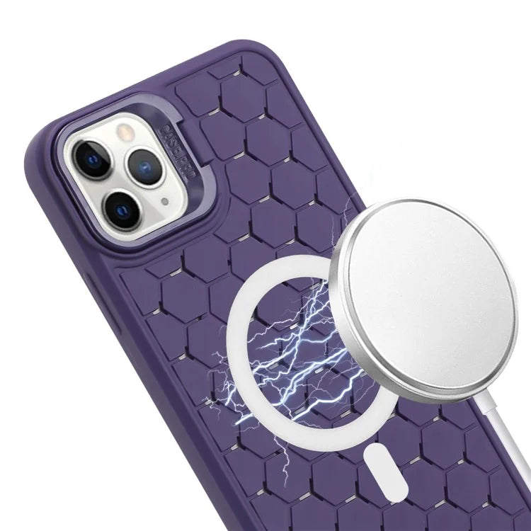For iPhone 14 Pro Max Magnetic Case Soft TPU Kickstand Back Cover with Lanyard