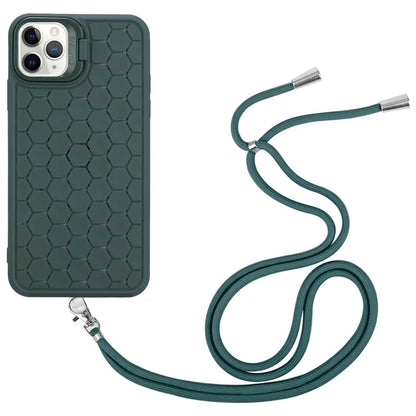 For iPhone 14 Pro Max Magnetic Case Soft TPU Kickstand Back Cover with Lanyard