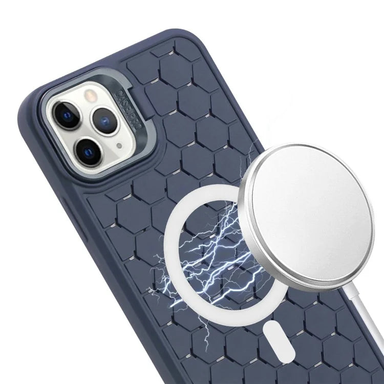 For iPhone 14 Pro Max Magnetic Case Soft TPU Kickstand Back Cover with Lanyard