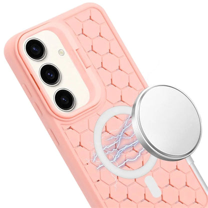 For Samsung Galaxy S24+ TPU Case Cameara Kickstand Honeycomb Texture Cooling Phone Cover