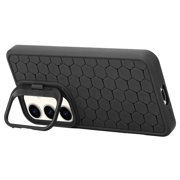 For Samsung Galaxy S24+ TPU Case Cameara Kickstand Honeycomb Texture Cooling Phone Cover