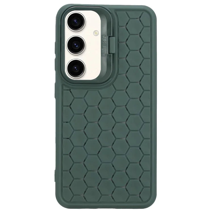 For Samsung Galaxy S24+ TPU Case Cameara Kickstand Honeycomb Texture Cooling Phone Cover