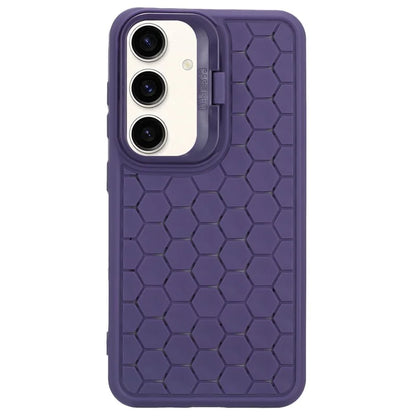 For Samsung Galaxy S24+ TPU Case Cameara Kickstand Honeycomb Texture Cooling Phone Cover