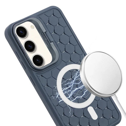 For Samsung Galaxy S23+ Magnetic Case Breathable TPU Phone Cover with Invisible Kickstand