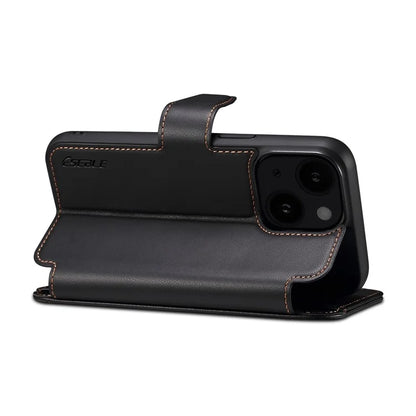 E1 For iPhone 14 / 13 6.1 inch Case PU Leather Wallet Phone Cover Compatible with MagSafe