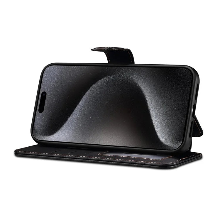 E1 For iPhone 14 / 13 6.1 inch Case PU Leather Wallet Phone Cover Compatible with MagSafe