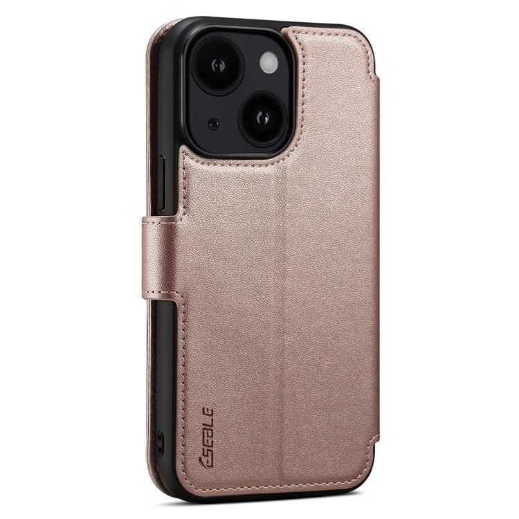 E1 For iPhone 14 / 13 6.1 inch Case PU Leather Wallet Phone Cover Compatible with MagSafe