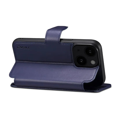 E1 For iPhone 14 / 13 6.1 inch Case PU Leather Wallet Phone Cover Compatible with MagSafe