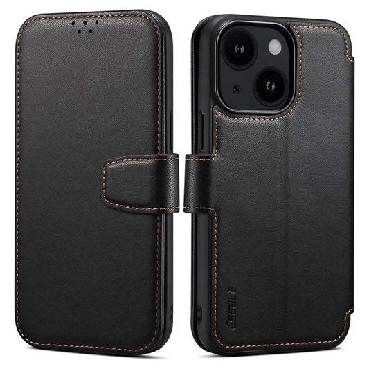 E1 For iPhone 14 Plus / 15 Plus Cover Magnetic Leather Stand Cell Phone Case Compatible with MagSafe