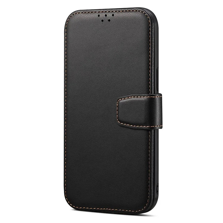 E1 For iPhone 15 Case Leather Wallet Drop-proof Phone Cover Compatible with MagSafe